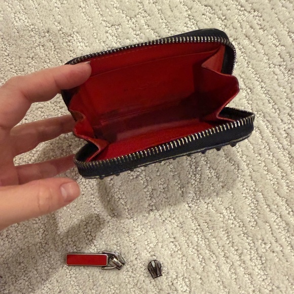 Christian Louboutin studded card coin wallet black red - Picture 5 of 15